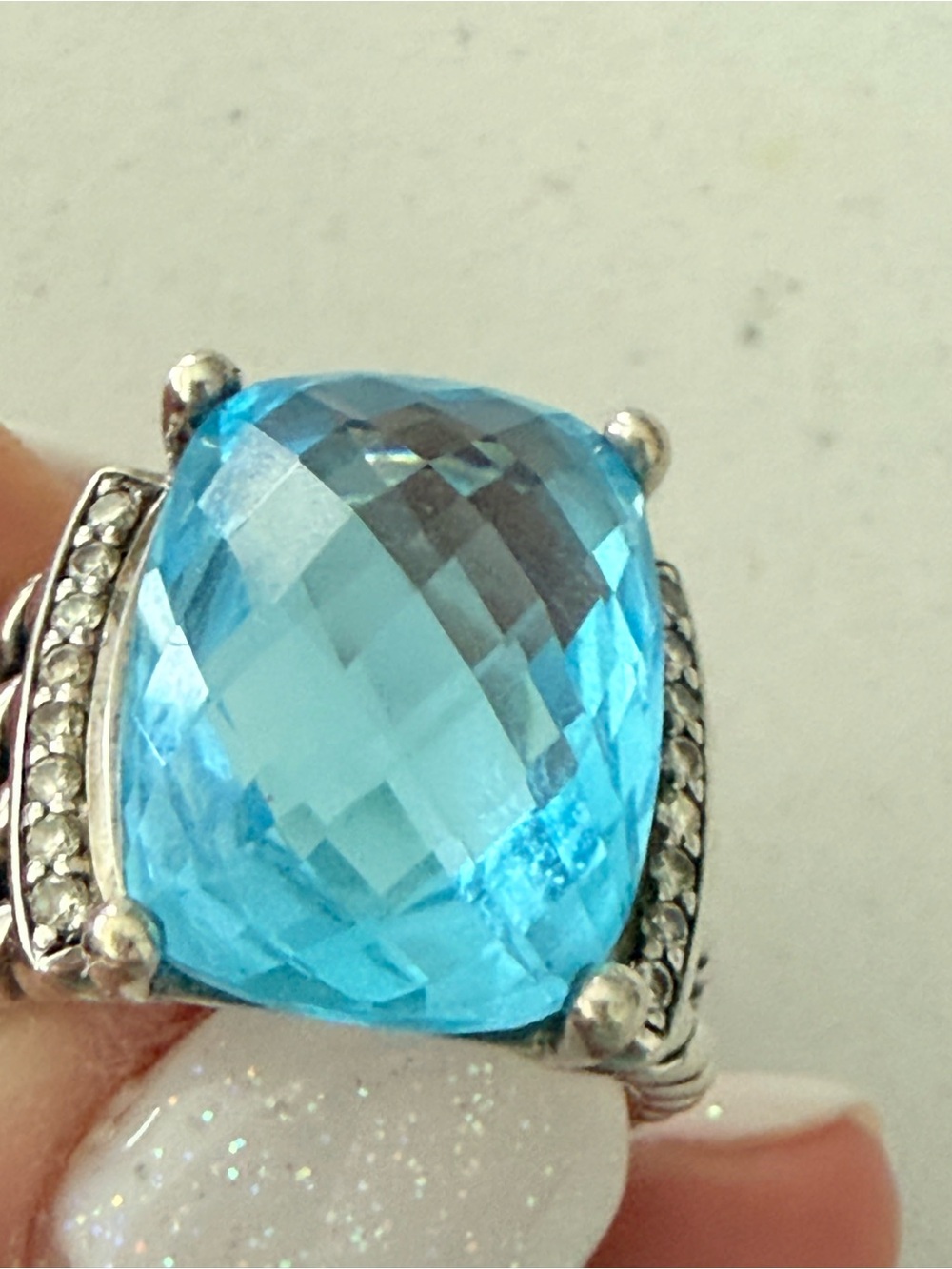 David Yurman Wheaton Blue Topaz Ring 5 1/2 - Picture 10 of 16